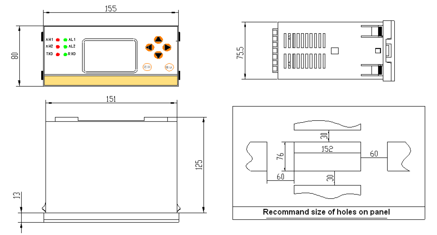 Dimensions of AJ Flow Totalizer