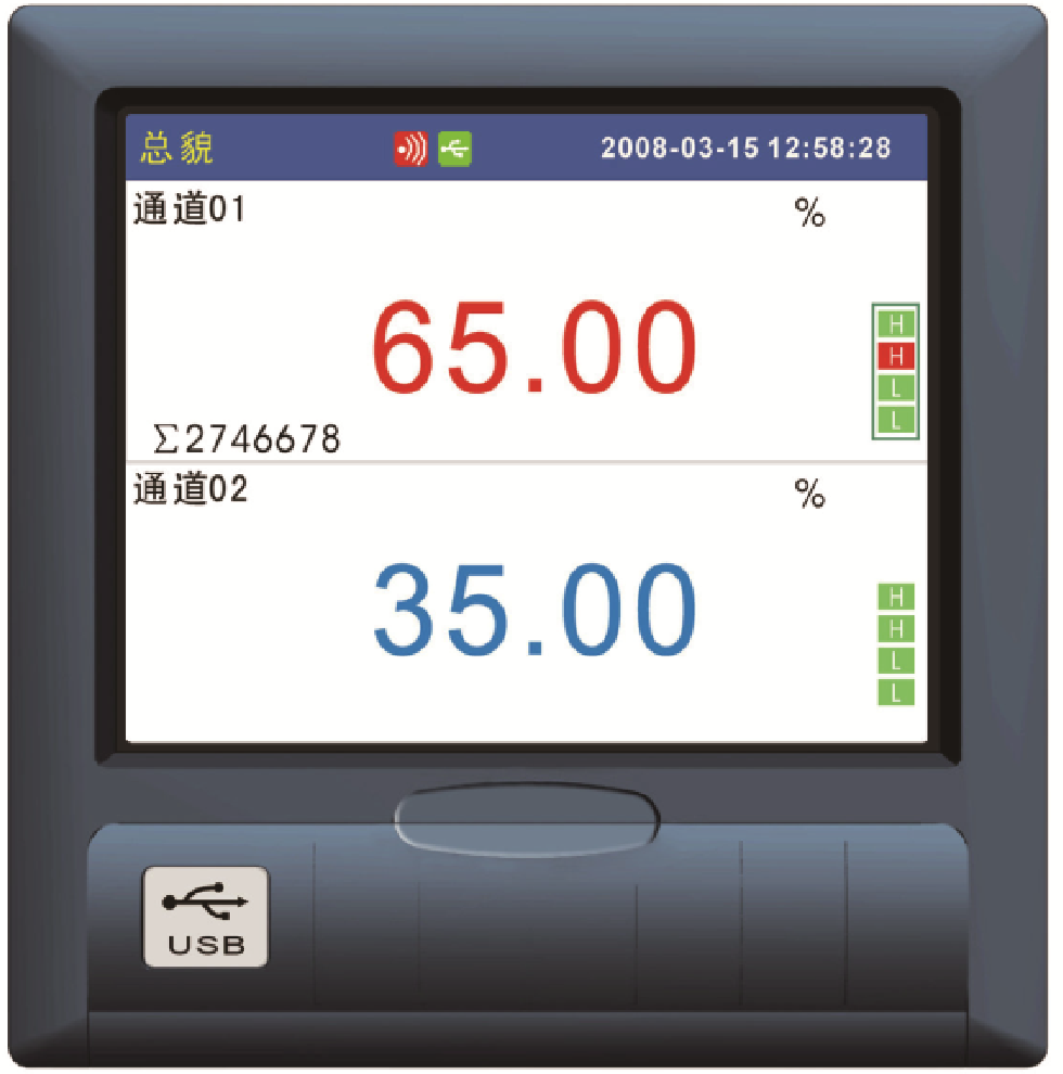 4 channel paperless recorder -color screen